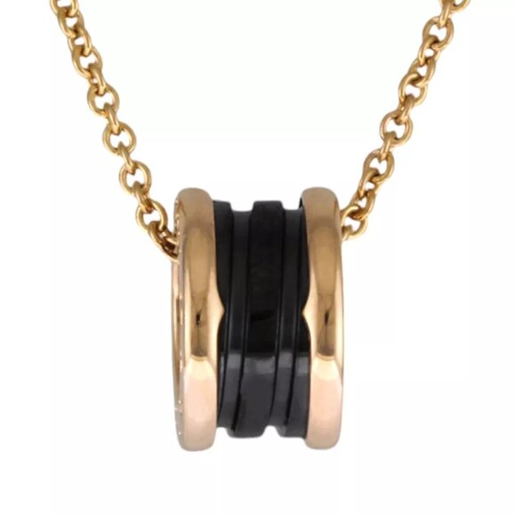 BVLGARI Necklace Pink Gold ceramic B-zero Black Ceramic used